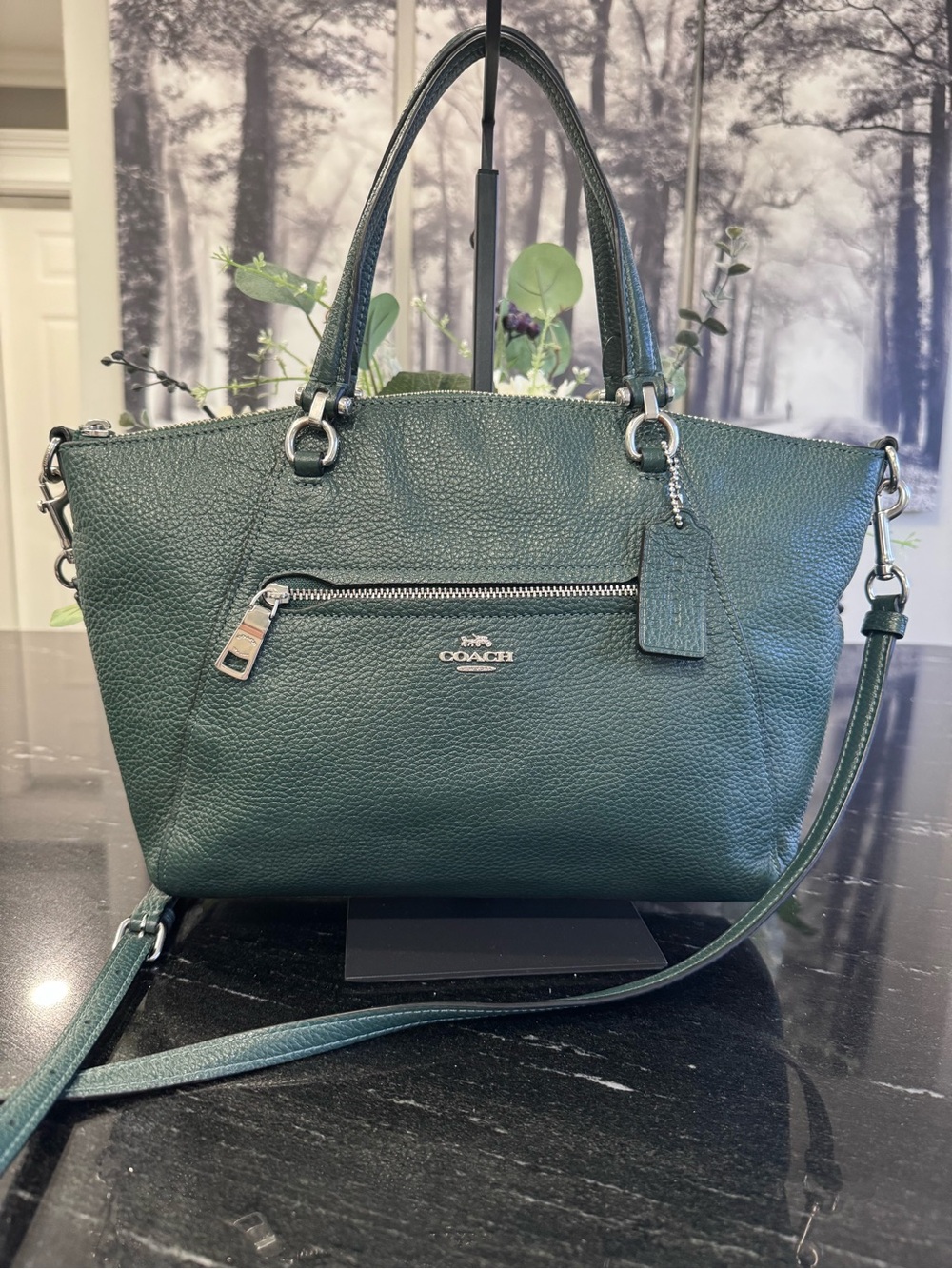 🍃COACH Prairie Satchel Pebble Leather Forest Green Crossbody Bag Style 79997 - Picture 16 of 16